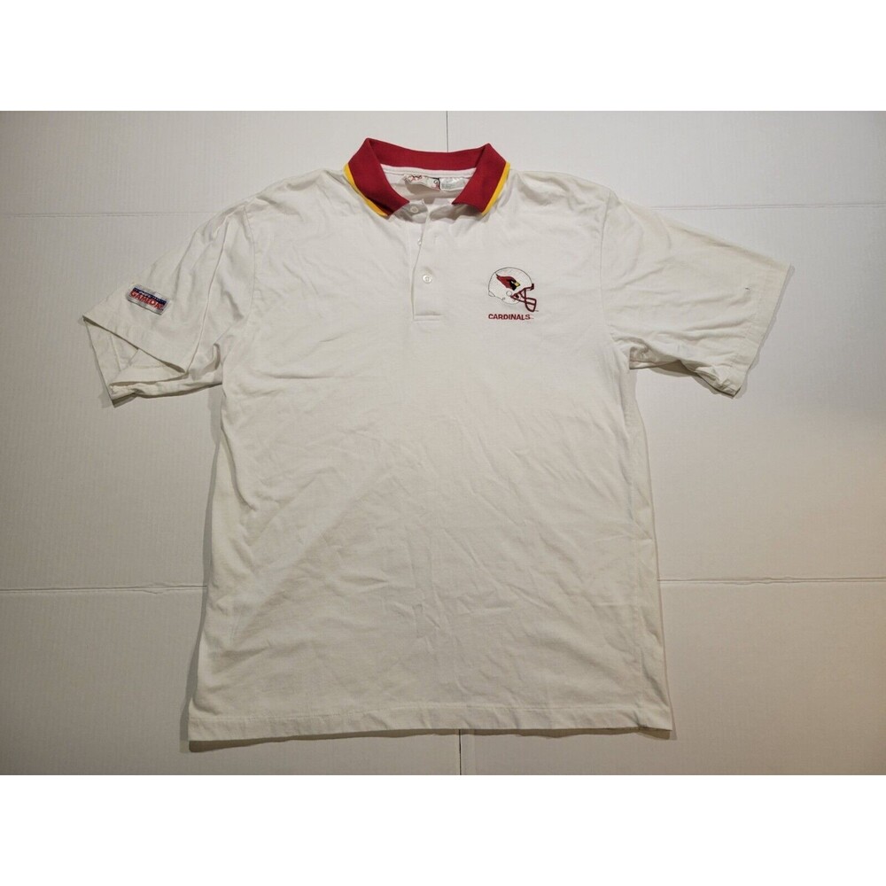 Vintage Arizona Cardinals Single Stitch White Polo Mens Size M Embroidered‎ Logo